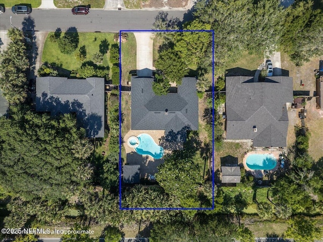 1659 Sea Oats Dr, Atlantic Beach, FL 32233 - aerial view of property and surrounding area with a pool and property parcel outlined
