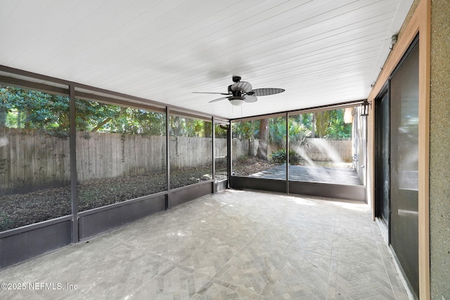 2032 Sandpiper Pt, Neptune Beach, FL 32266 - unfurnished sunroom featuring a ceiling fan