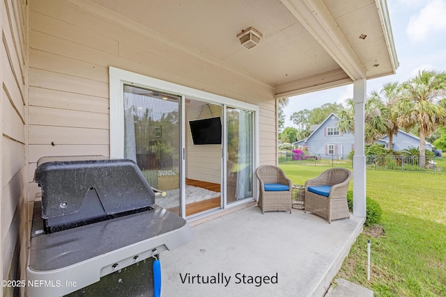 view of patio / terrace featuring a grill