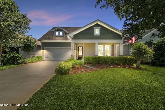 131 Seabrook Dr, Ponte Vedra, FL 32081 - view of front facade with driveway, a yard, a garage, and covered porch