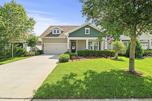 131 Seabrook Dr, Ponte Vedra, FL 32081 - craftsman-style house featuring driveway, a front yard, a porch, and a garage