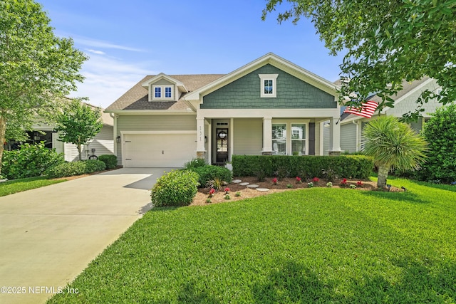 131 Seabrook Dr, Ponte Vedra, FL 32081 - craftsman inspired home featuring a front yard, driveway, an attached garage, and a porch