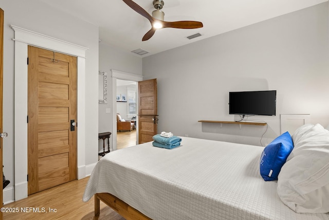 206 Cabeza St, Saint Augustine, FL 32080 - bedroom with light wood-type flooring and ceiling fan