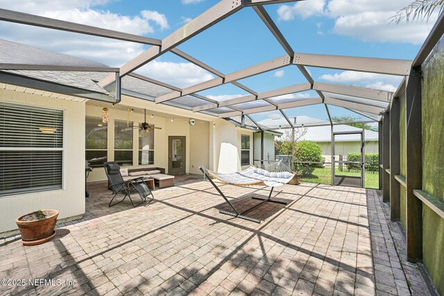 1009 Welaka Way, Saint Augustine, FL 32092 - view of patio / terrace with a ceiling fan, a lanai, and outdoor lounge area