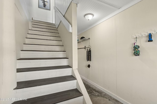 925 Tarpon Ave Unit 16, Fernandina Beach, FL 32034 - staircase with concrete floors and crown molding