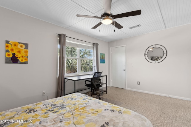 925 Tarpon Ave Unit 16, Fernandina Beach, FL 32034 - carpeted bedroom featuring baseboards, an office area, and ceiling fan