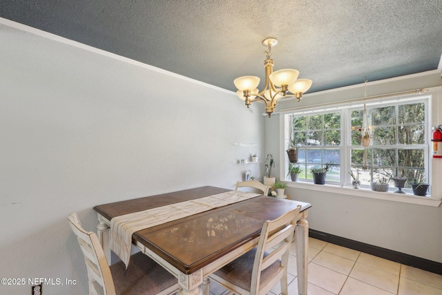 4033 Lazy Hollow Ln N, Jacksonville, FL 32257 - dining room with a chandelier, light tile patterned flooring, and a textured ceiling