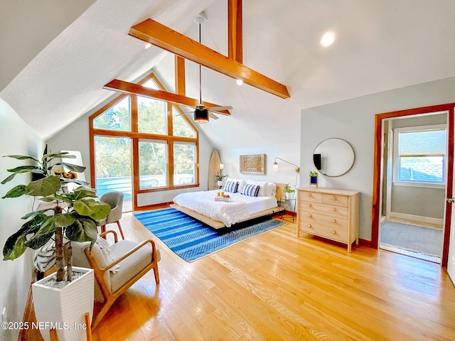 bedroom featuring light wood-style flooring and baseboards
