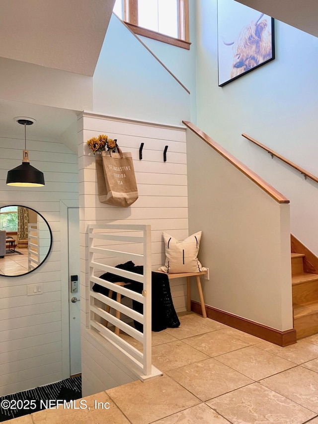 mudroom with tile patterned flooring