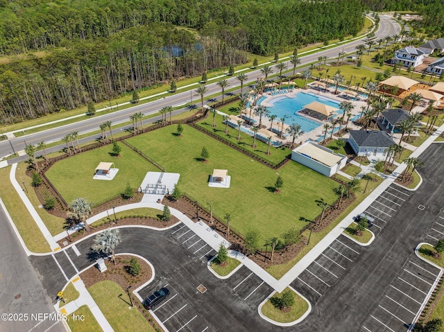 355 Caiden Dr, Ponte Vedra, FL 32081 - bird's eye view of a pool and a heavily wooded area