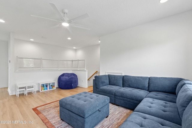 355 Caiden Dr, Ponte Vedra, FL 32081 - living room with wood finished floors, recessed lighting, a ceiling fan, and baseboards