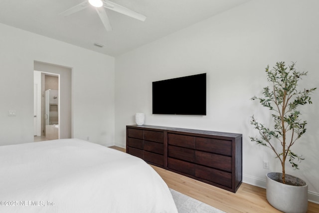 355 Caiden Dr, Ponte Vedra, FL 32081 - bedroom with light wood-style floors, connected bathroom, baseboards, and a ceiling fan