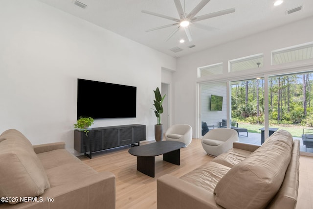 355 Caiden Dr, Ponte Vedra, FL 32081 - living area featuring ceiling fan, light wood-type flooring, and recessed lighting