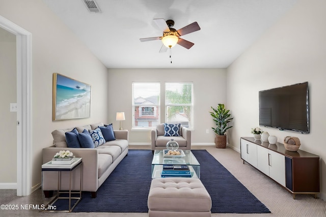 13856 Herons Landing Way Unit 11-7, Jacksonville, FL 32224 - carpeted living room featuring ceiling fan and baseboards