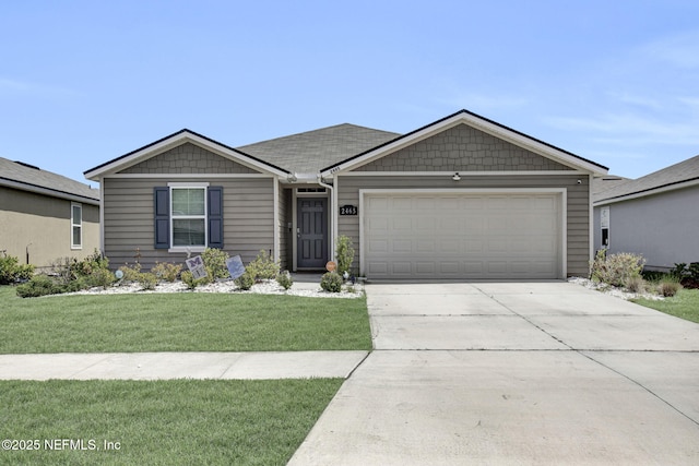 2465 Oak Stream Dr, Green Cove Springs, FL 32043 - view of front of home featuring an attached garage, a front lawn, and concrete driveway