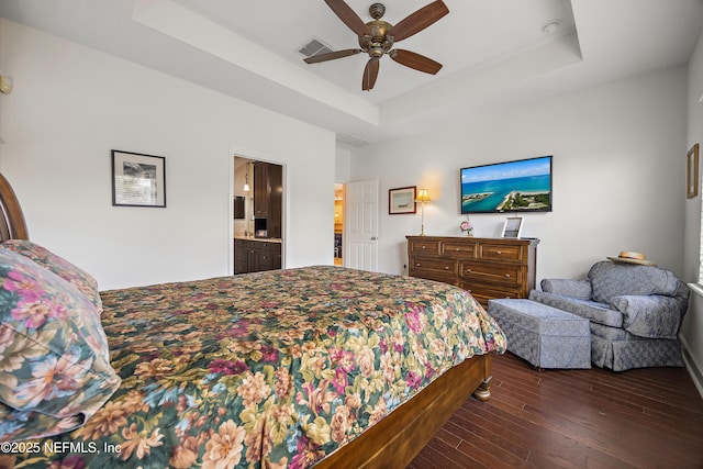 285 Yearling Blvd, Saint Johns, FL 32259 - bedroom featuring a raised ceiling, hardwood / wood-style floors, ceiling fan, and ensuite bath