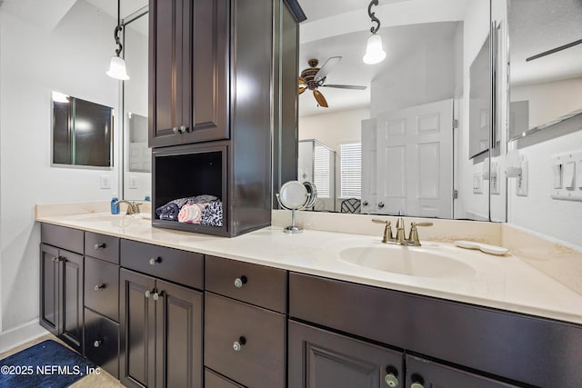 285 Yearling Blvd, Saint Johns, FL 32259 - bathroom with ceiling fan and double vanity