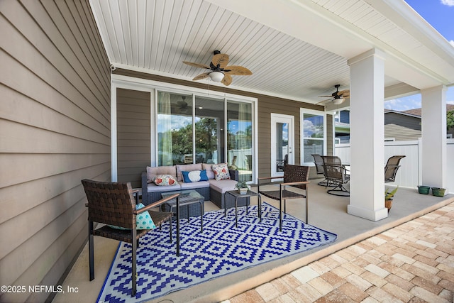 285 Yearling Blvd, Saint Johns, FL 32259 - view of patio / terrace featuring ceiling fan, an outdoor living space, fence, and outdoor dining area