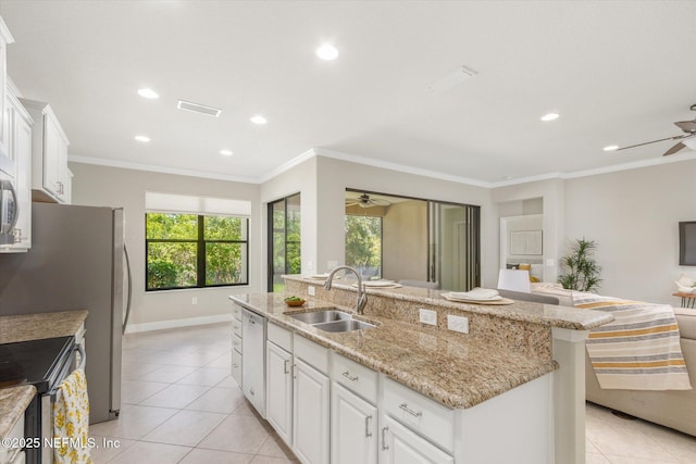 153 Hammocks Landing Dr, Ponte Vedra, FL 32081 - kitchen with a sink, ceiling fan, plenty of natural light, light tile patterned flooring, and recessed lighting