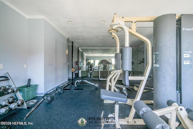 8849 Old Kings Rd S Unit 189, Jacksonville, FL 32257 - gym with ornamental molding and recessed lighting