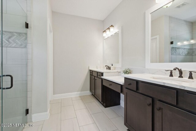 250 Ponder Cir, Yulee, FL 32097 - bathroom with a shower stall, vanity, and baseboards
