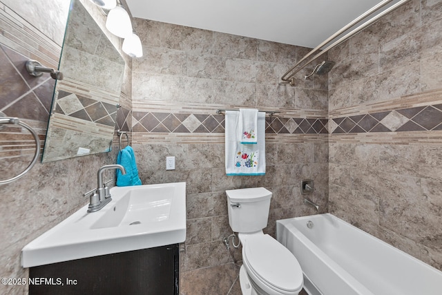 1823 Mauva Juan Ave, Jacksonville, FL 32225 - full bathroom featuring toilet, vanity, bathing tub / shower combination, and tile walls