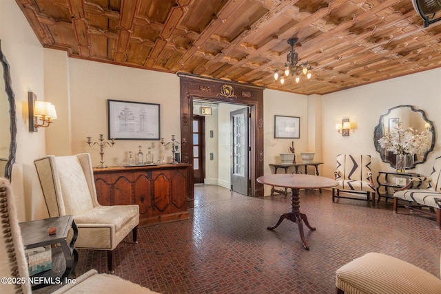 1846 Margaret St Unit 7C, Jacksonville, FL 32204 - living area with a chandelier and wooden ceiling