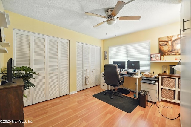 705 Marsh Cove Pl, Ponte Vedra Beach, FL 32082 - office space with a ceiling fan, wood finished floors, and a textured ceiling