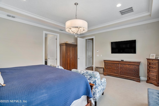 361 Amalurra Trl, Saint Johns, FL 32259 - carpeted bedroom featuring crown molding, a chandelier, baseboards, and recessed lighting