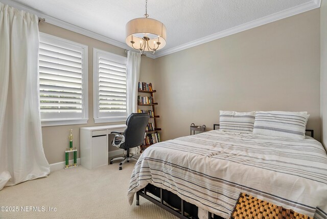 361 Amalurra Trl, Saint Johns, FL 32259 - carpeted bedroom with crown molding, baseboards, a chandelier, and a desk