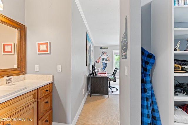 24544 Deer Trace Dr, Ponte Vedra Beach, FL 32082 - bathroom featuring vanity, baseboards, and ornamental molding