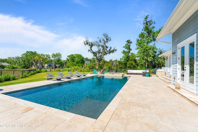 24544 Deer Trace Dr, Ponte Vedra Beach, FL 32082 - view of pool featuring a patio area, french doors, and an outdoor living space