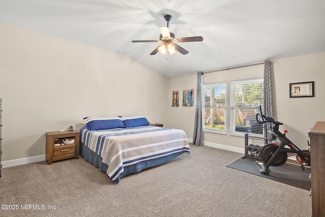 1770 High Brook Ct, Jacksonville, FL 32225 - carpeted bedroom featuring vaulted ceiling, baseboards, and a ceiling fan