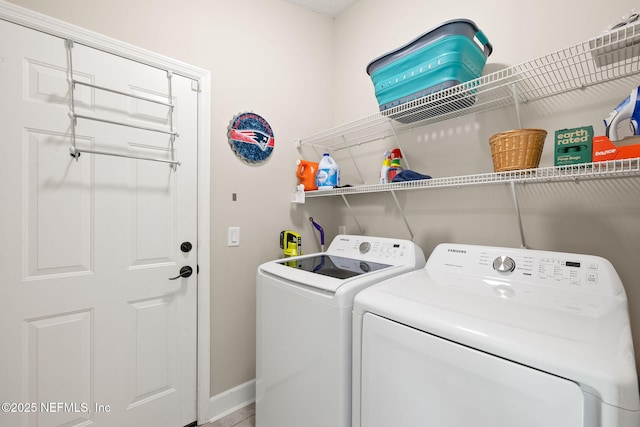 1770 High Brook Ct, Jacksonville, FL 32225 - laundry room featuring washer and dryer and baseboards