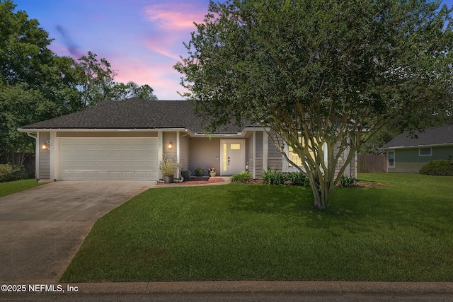 1770 High Brook Ct, Jacksonville, FL 32225 - view of front of property featuring concrete driveway, a yard, an attached garage, and roof with shingles