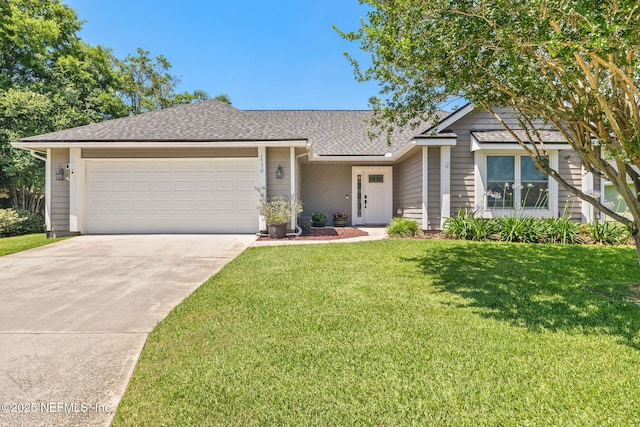 1770 High Brook Ct, Jacksonville, FL 32225 - view of front of home with an attached garage, a shingled roof, concrete driveway, and a front yard