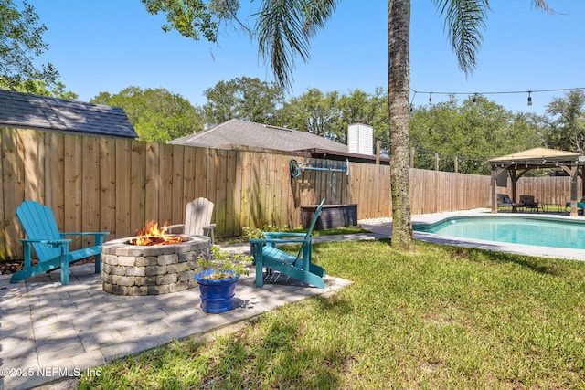 1770 High Brook Ct, Jacksonville, FL 32225 - view of yard featuring a gazebo, a fire pit, and a patio