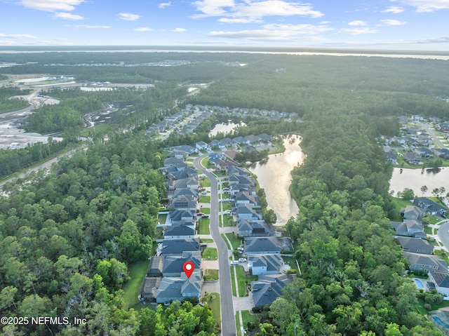 135 Tate Ln, Saint Johns, FL 32259 - aerial overview of property's location with nearby suburban area, a heavily wooded area, and a large body of water