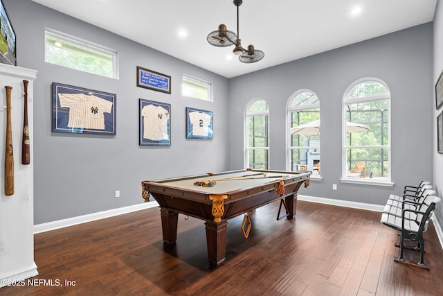 135 Tate Ln, Saint Johns, FL 32259 - playroom with billiards table, dark wood finished floors, baseboards, and recessed lighting