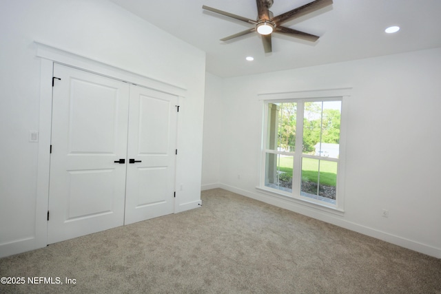 95121 N Ellis Landing Rd, Fernandina Beach, FL 32034 - unfurnished bedroom with carpet, recessed lighting, baseboards, and a closet