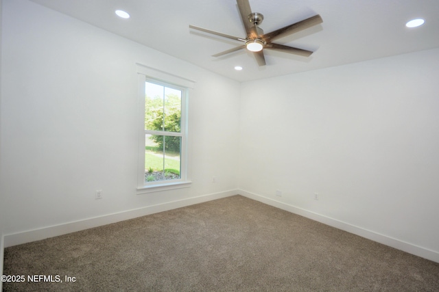 95121 N Ellis Landing Rd, Fernandina Beach, FL 32034 - carpeted empty room featuring recessed lighting, a ceiling fan, and baseboards