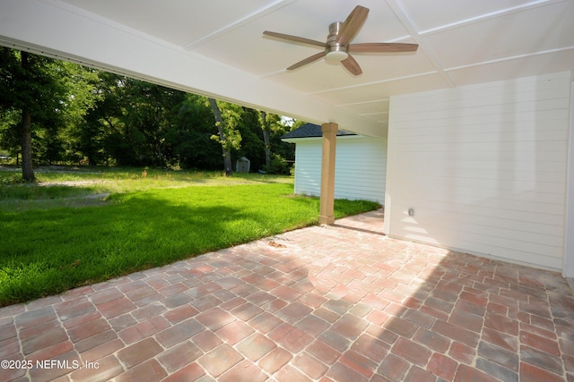 95121 N Ellis Landing Rd, Fernandina Beach, FL 32034 - view of patio / terrace with ceiling fan