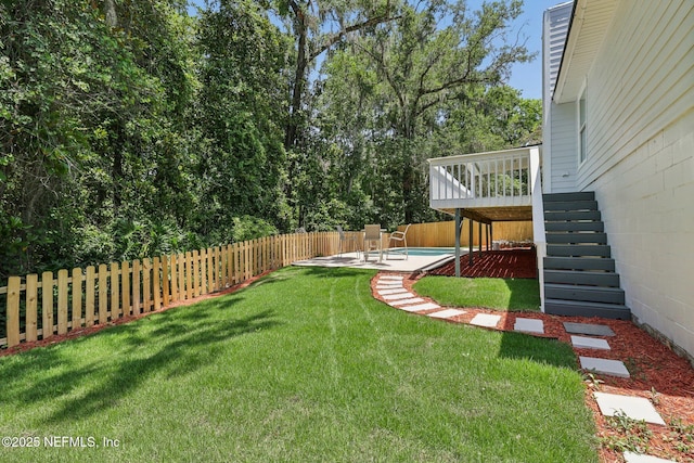 3100 Hickory Glen Dr, Orange Park, FL 32065 - view of yard featuring stairs, a deck, and a patio