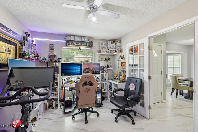 3100 Hickory Glen Dr, Orange Park, FL 32065 - office space with marble finish flooring, ceiling fan, and a textured ceiling