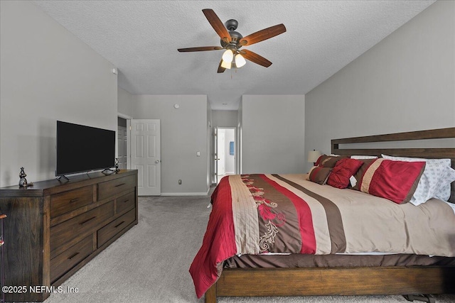 8719 Derry Dr, Jacksonville, FL 32244 - carpeted bedroom with a textured ceiling, baseboards, and ceiling fan