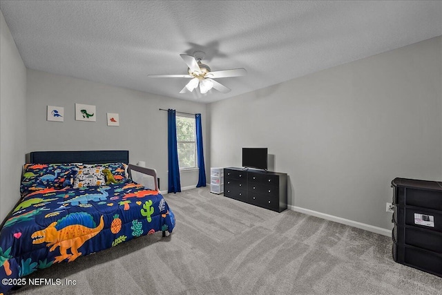 8719 Derry Dr, Jacksonville, FL 32244 - carpeted bedroom featuring baseboards, a textured ceiling, and ceiling fan