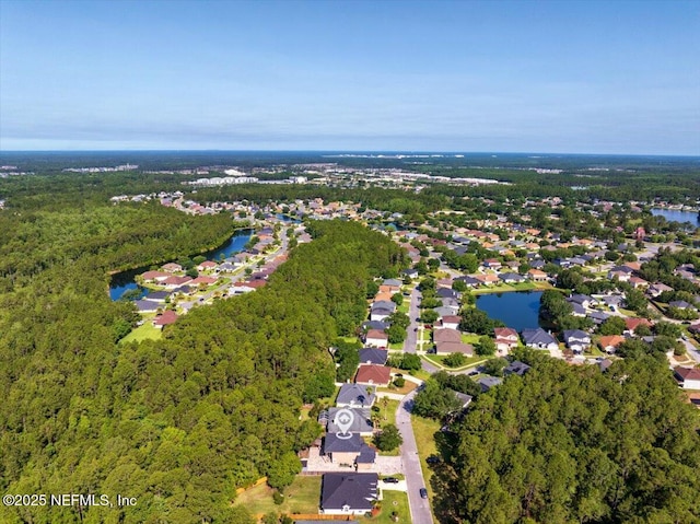 8719 Derry Dr, Jacksonville, FL 32244 - aerial overview of property's location with a large body of water, a heavily wooded area, and nearby suburban area