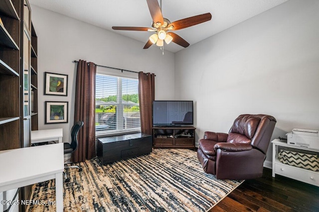 2035 Arden Forest Pl, Fleming Island, FL 32003 - sitting room featuring a ceiling fan, hardwood / wood-style floors, and a desk