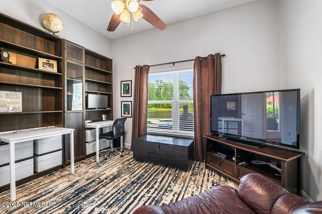 2035 Arden Forest Pl, Fleming Island, FL 32003 - office space featuring a ceiling fan and wood finished floors