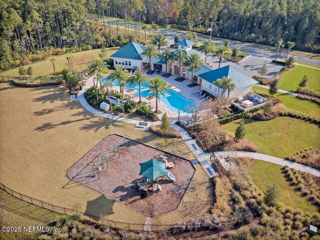 23 Catesby Ln, Saint Augustine, FL 32095 - aerial view of property and surrounding area featuring a pool area and a forest